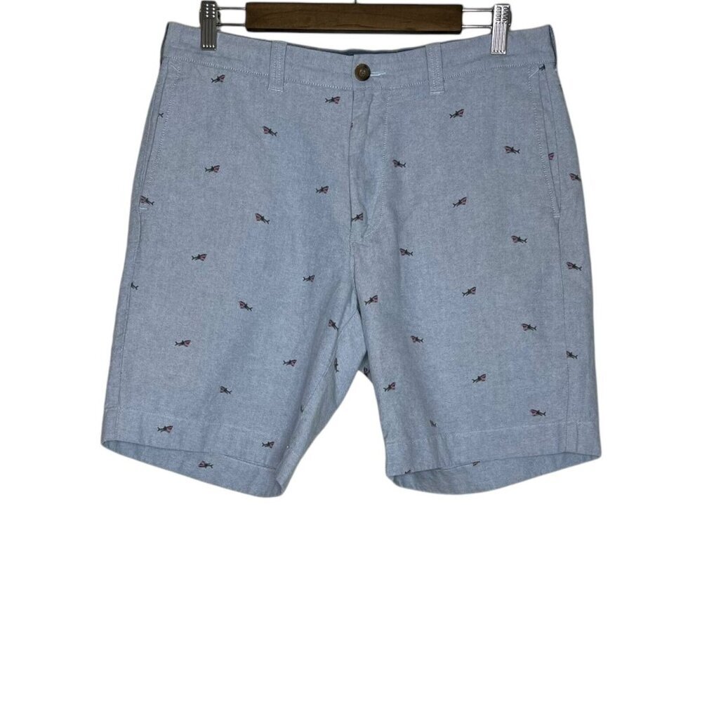 J.Crew Factory‎ Men's Gramercy Shark Print Blue Shorts Size 33W